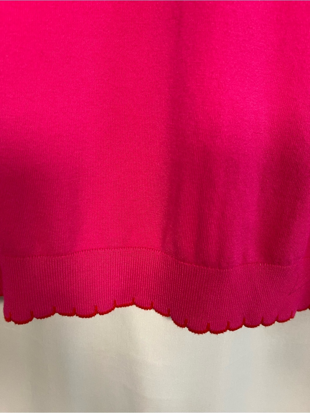 Boden pru scallop hem trim Henley tshirt pink puff sleeves EUC SZ M - Picture 5 of 9